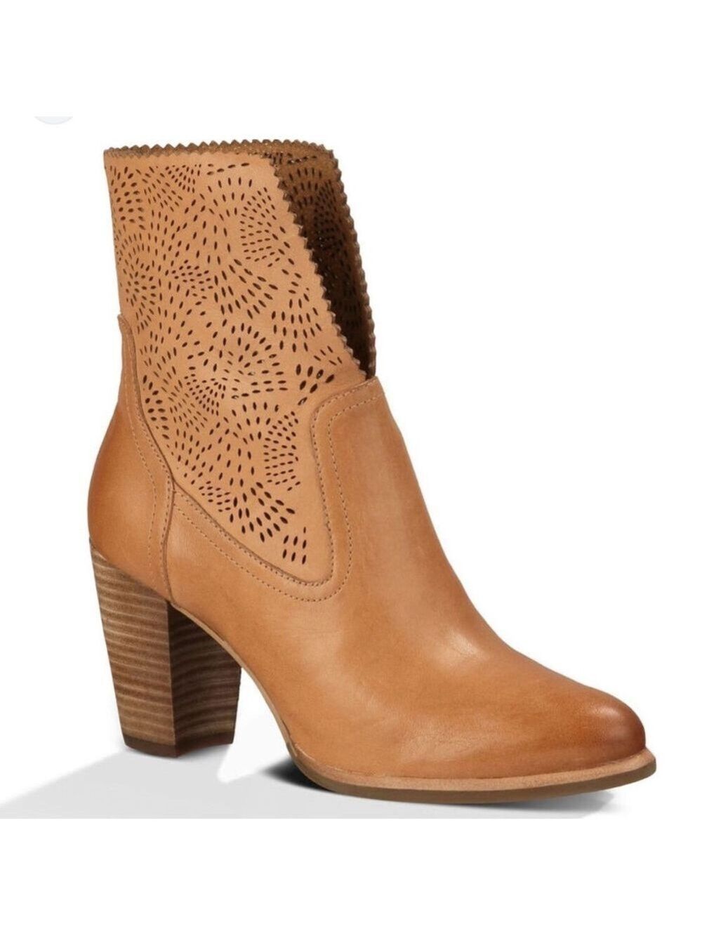 UGG Women’s Thames Seaweed Perf Sun Tan Leather Bootie Size 6 - Picture 2 of 12